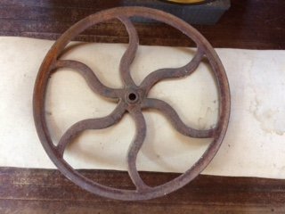 Large Late 19thC Iron Architectural Wheel: Title: Large Late 19thC Iron Architectural Wheel Date: Dimensions: Measuring approximately 18 inches in diameter, this wheel would be great mounted. Provenance/Additional Info: Title: Vintage 1930's f