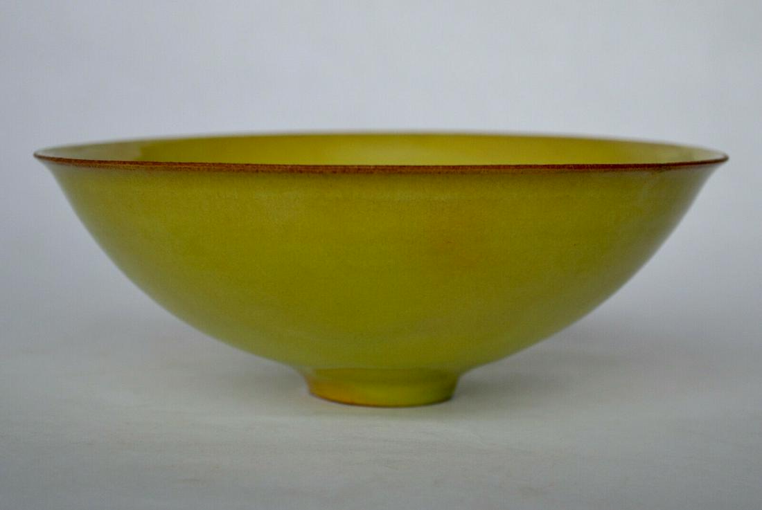 Gertrude and Otto Natzler Bowl; Gertrude and Otto: Finely potted bowl, hand thrown and glazed by Gertrude and Otto Natzler. Wonderfully thin potting by these master potters. Gertrude threw the pots, Otto did the glazing. Thrown of red pottery and glaz