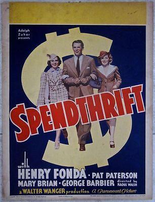 Spendthrift - Original 1936 Window Card Poster - Great (1 of 1)