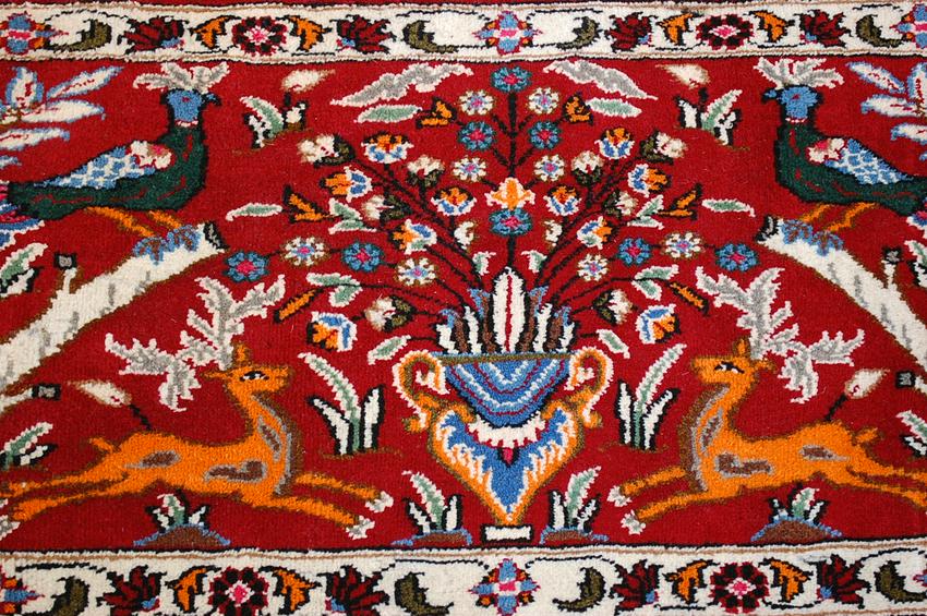 c1930s ANTIQUE RARE SIZE BIRDS KESHAN ENTRY RUG 1.8x3.7 (1 of 7)