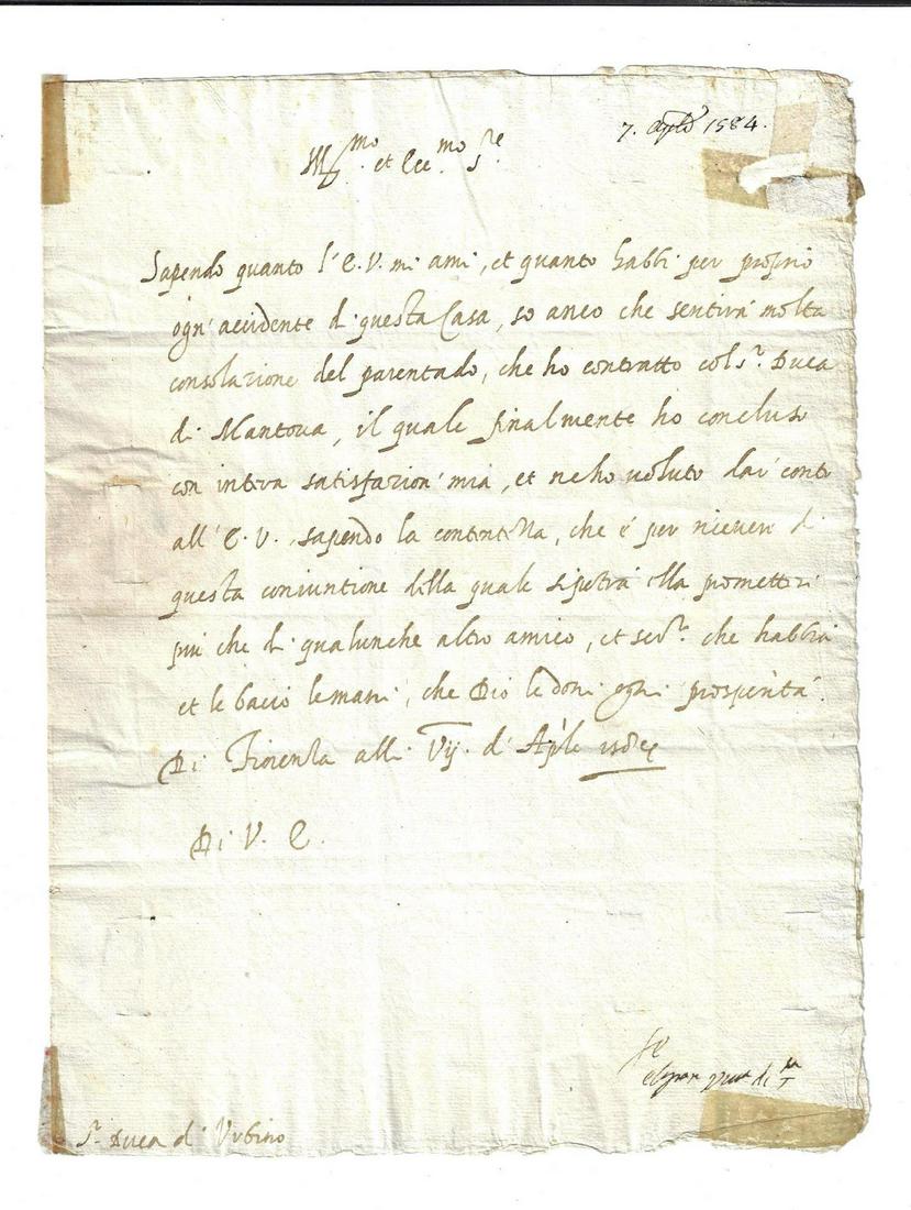1584 Medici Family Letter Grand Duke Florence (1 of 2)