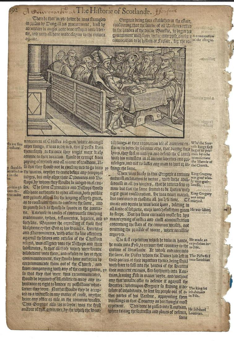 1577 Holinshed Leaf Scotland History Woodcuts (1 of 2)
