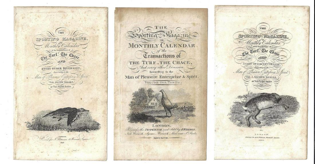 c1830 FIVE Title Leaves Sporting Magazine Hunting (1 of 2)