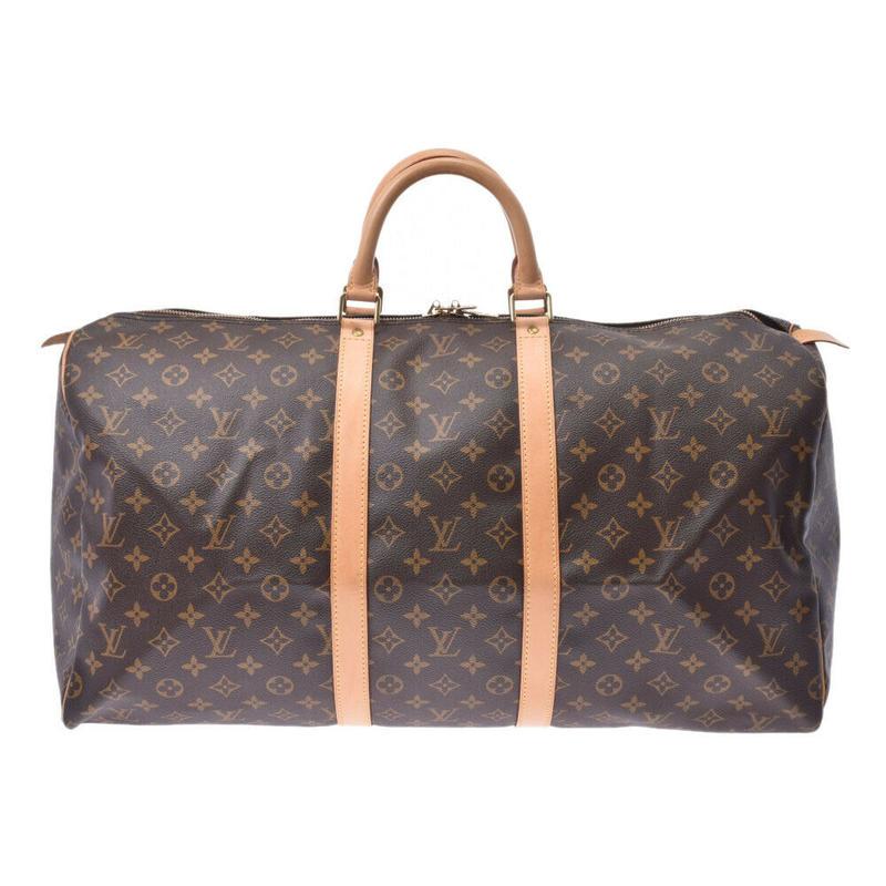 Louis Vuitton Keepall 55: Brand: Louis Vuitton Model: Keepall 55 Color: Brown Material: Canvas Dimensions: W 56 x H 28 x D 25 cm Serial number: FL1022 Inclusions: Handle Holder only Country of origin: France Condition: B