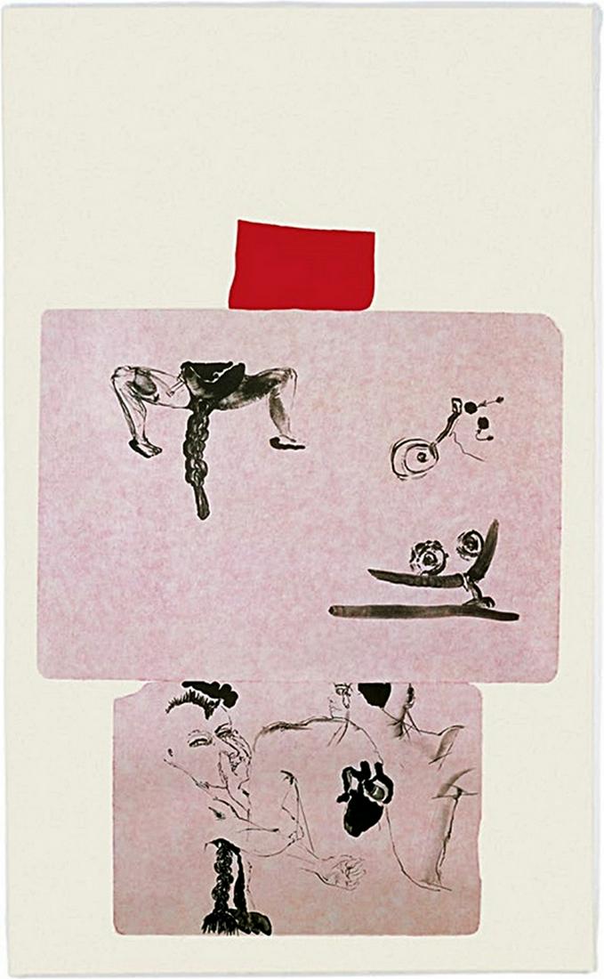Francesco Clemente: Peso 1983: Title: Peso 1983 Artist: Francesco Clemente Medium: Lithograph on japan paper Dimension: 55 1/2" x 34" Additional Info: Signed and numbered lithograph,printed both sides of Japan paper ed. 50 Reserve: