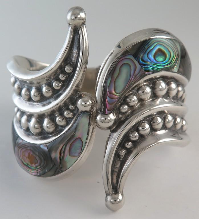 Magnificent Sterling Silver Abalone Clamper Bracelet (1 of 7)