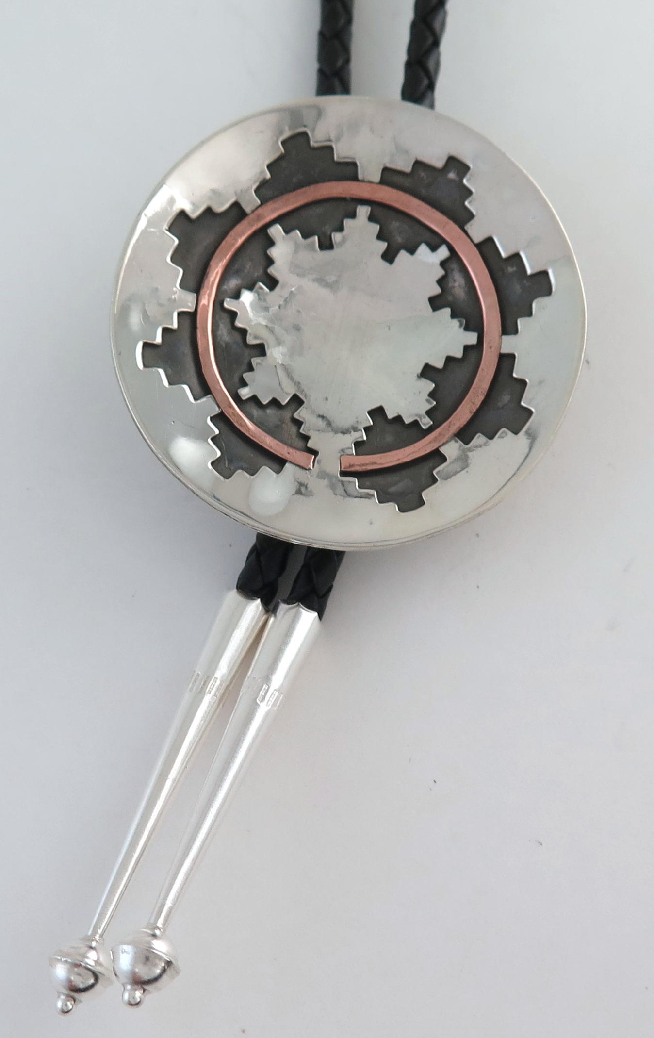 Large Sterling on Sterling Silver Overlay Bolo Tie (1 of 5)