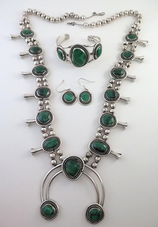 Sterling Silver & Malachite Squash Blossom Set (1 of 11)