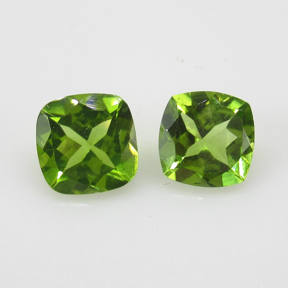 2.87 Ct Natural Pakistan Peridot Cushion Pair (1 of 2)