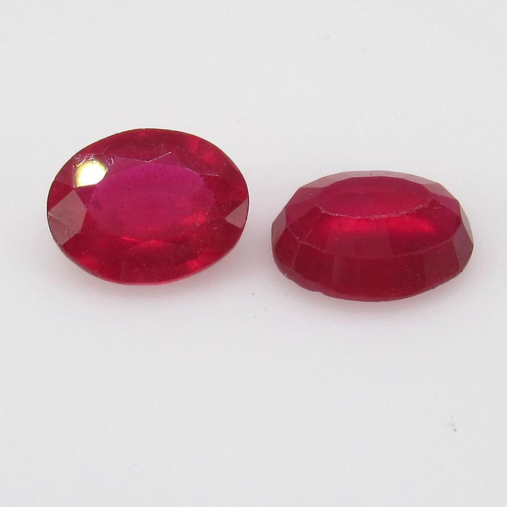 2.80 Ct Natural Mozambique Pinkish Red Ruby Oval Pair (1 of 2)