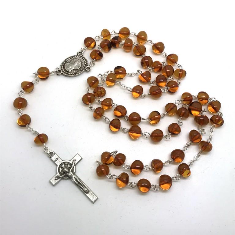 Vintage amber Catholic rosary 5 decades & cross (1 of 6)