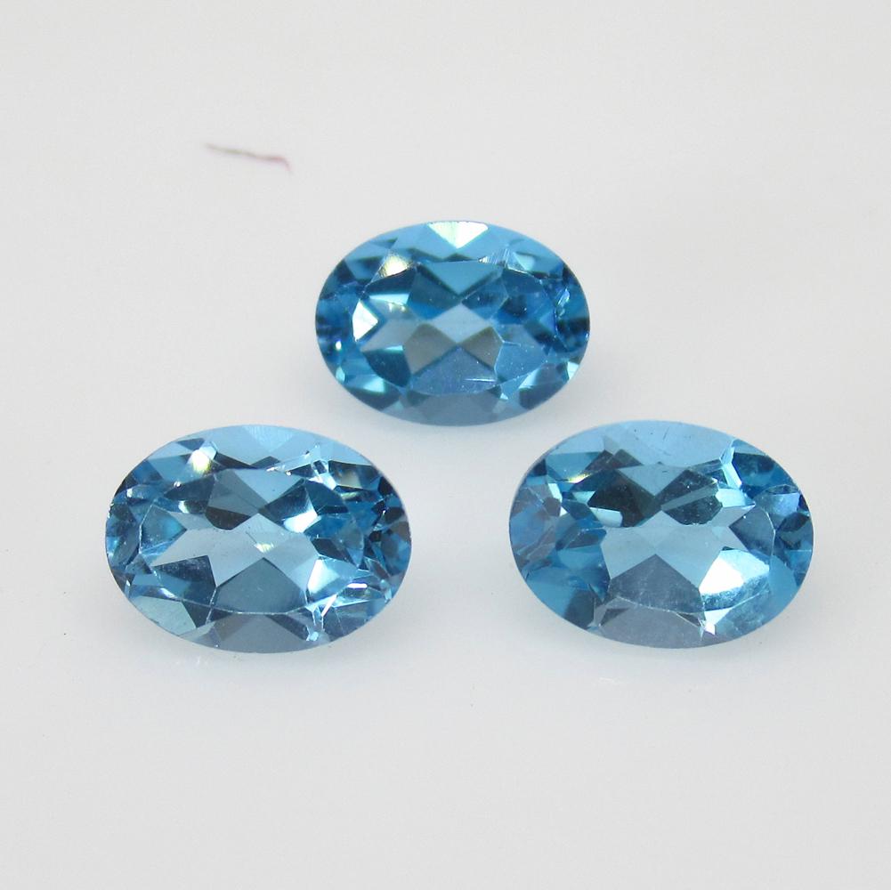 4.70 Ct Natural 3 Blue Topaz Oval Set (1 of 2)