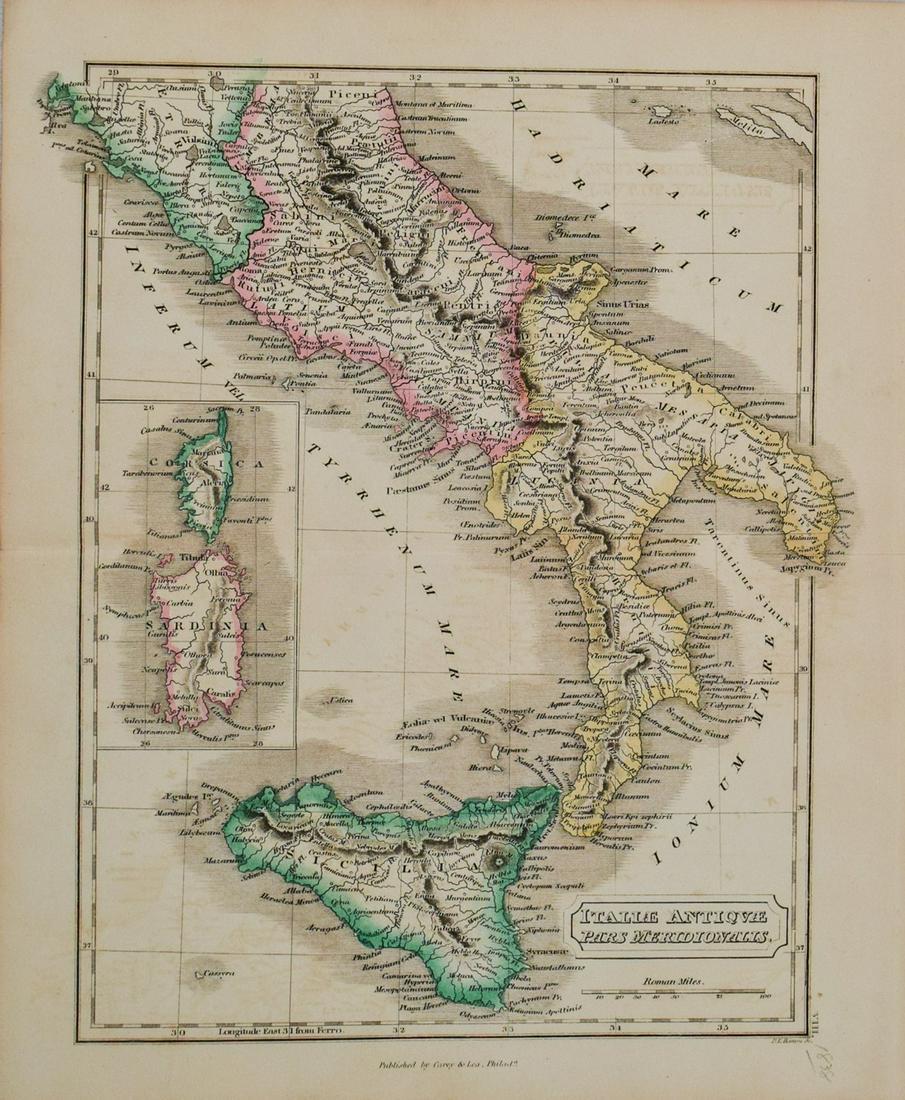 1838 Carey & Lea Map of Southern Italy -- Italiae (1 of 1)