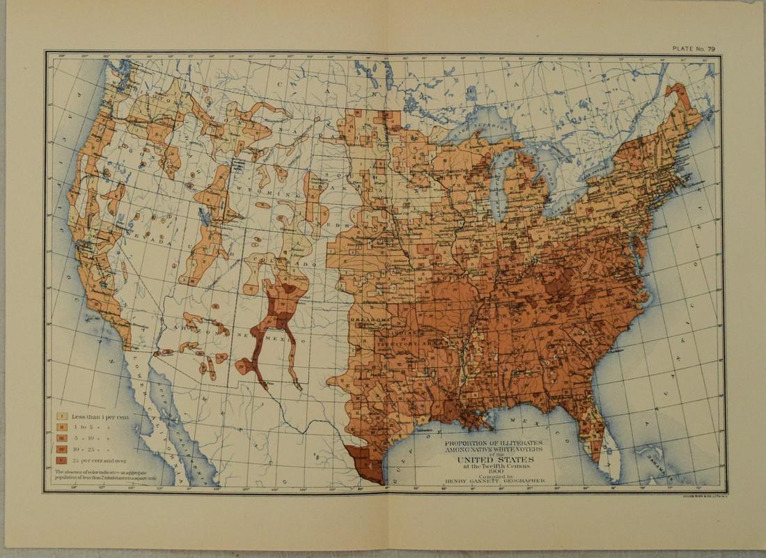 1900 US Census Map of Illiterate Whites -- Proportion (1 of 1)
