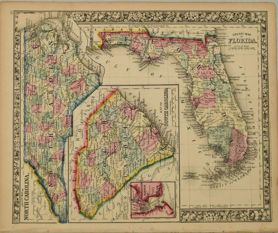 1860 Mitchell Map of Florida, South and North Carolina (1 of 1)