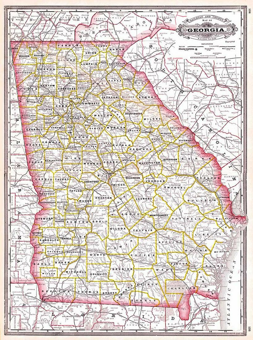 Railroad and County Map of Georgia. (1 of 1)