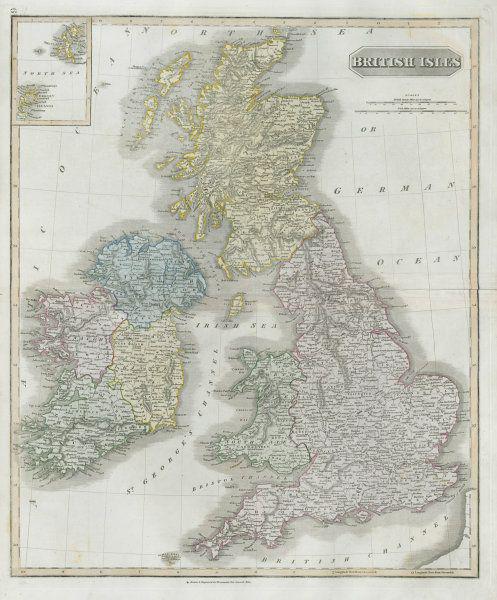 "British Isles" by John Thomson. England Ireland: TITLE/CONTENT OF MAP: 'British Isles' The top image on the right hand side shows the entire map. To view a close up of the map showing the level of printed detail, please click on the bottom image on