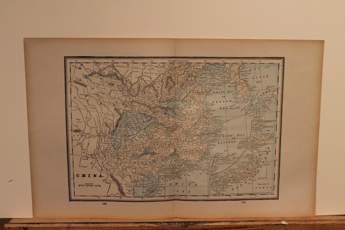 1893 Map of China: Title: 1893 Map of China Author: Pike Medium: Ink on Paper Dimensions: 21.5"X13.5" Double folio map of China dated 1893. Published in the Columbian World's Fair Atlas by J. Warren Pike in Philadelphia