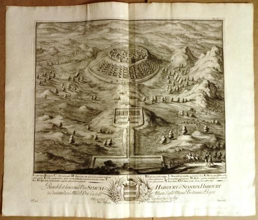 1712 Large Folding Engraving Military Plan Romans (1 of 2)