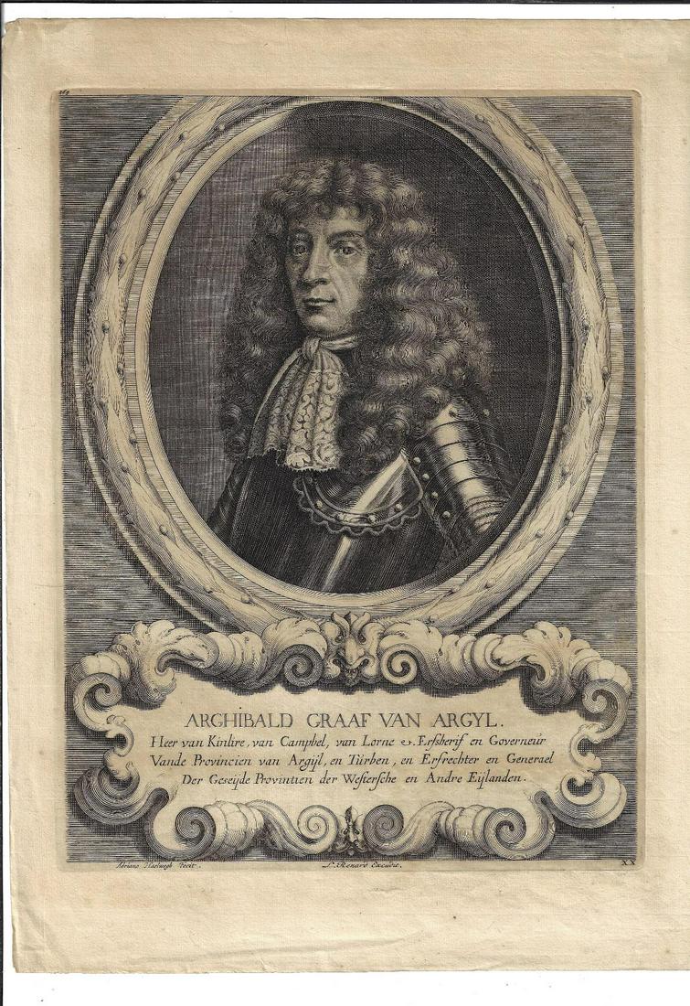 c1690 Fine Engraving Earl of Argyl (1 of 1)