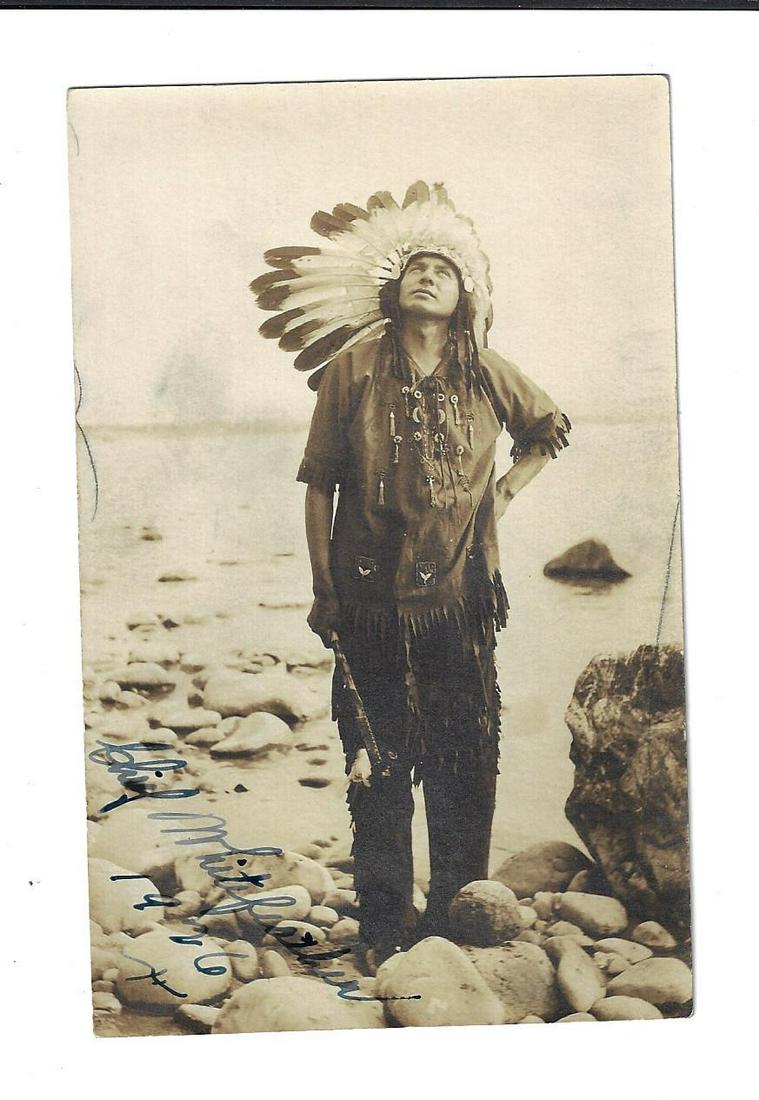 1926 Postcard Signed Chief Whitefeather (1 of 2)
