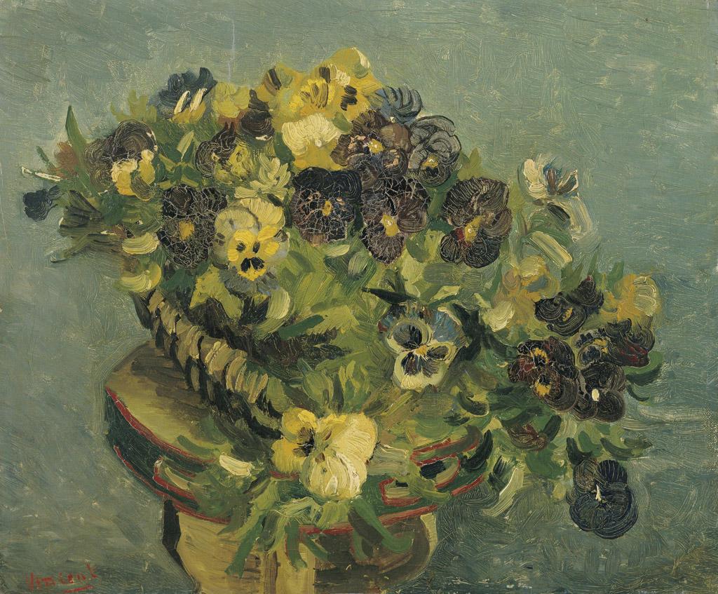 Copy of the painting Basket of Pansies Vincent van Gogh: *** ABOUT THIS PAINTING **** TITLE: Copy of the painting "Basket of Pansies"* ARTISTS: Vincent van Gogh* SIZE: 46.0x55.0 cm/'18.11?21.65 inches' * MEDIUM: oil, canvas* HAND PAINTED: Original painting