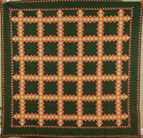 Vintage Triple Irish Chain Antique Quilt (1 of 9)