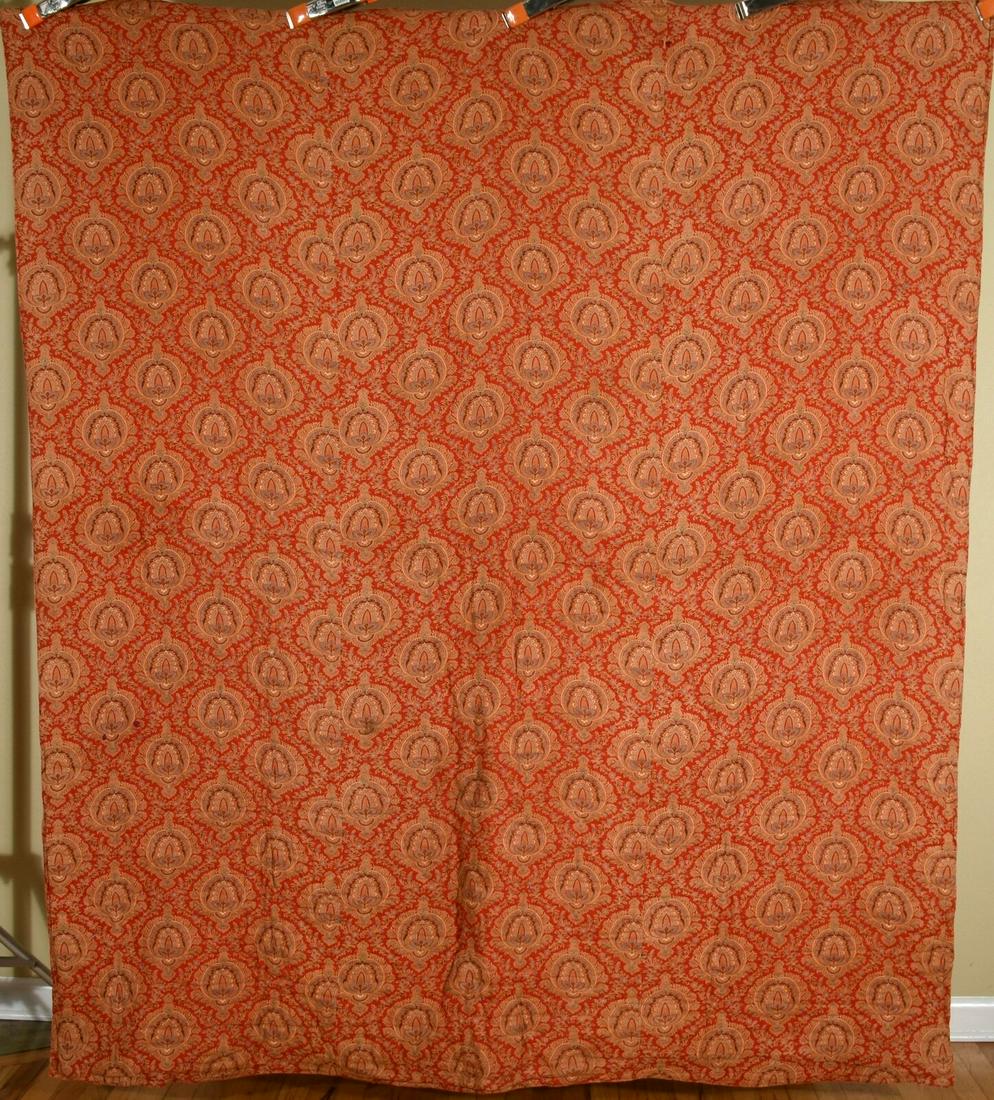 1870's Turkey Red Paisley Whole Cloth Antique Quilt (1 of 7)