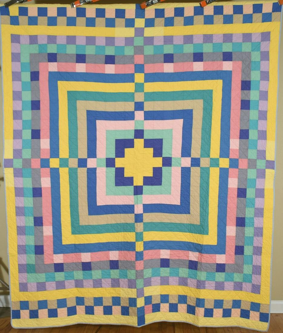 Vintage 30's Trip Around the World Antique Quilt (1 of 8)