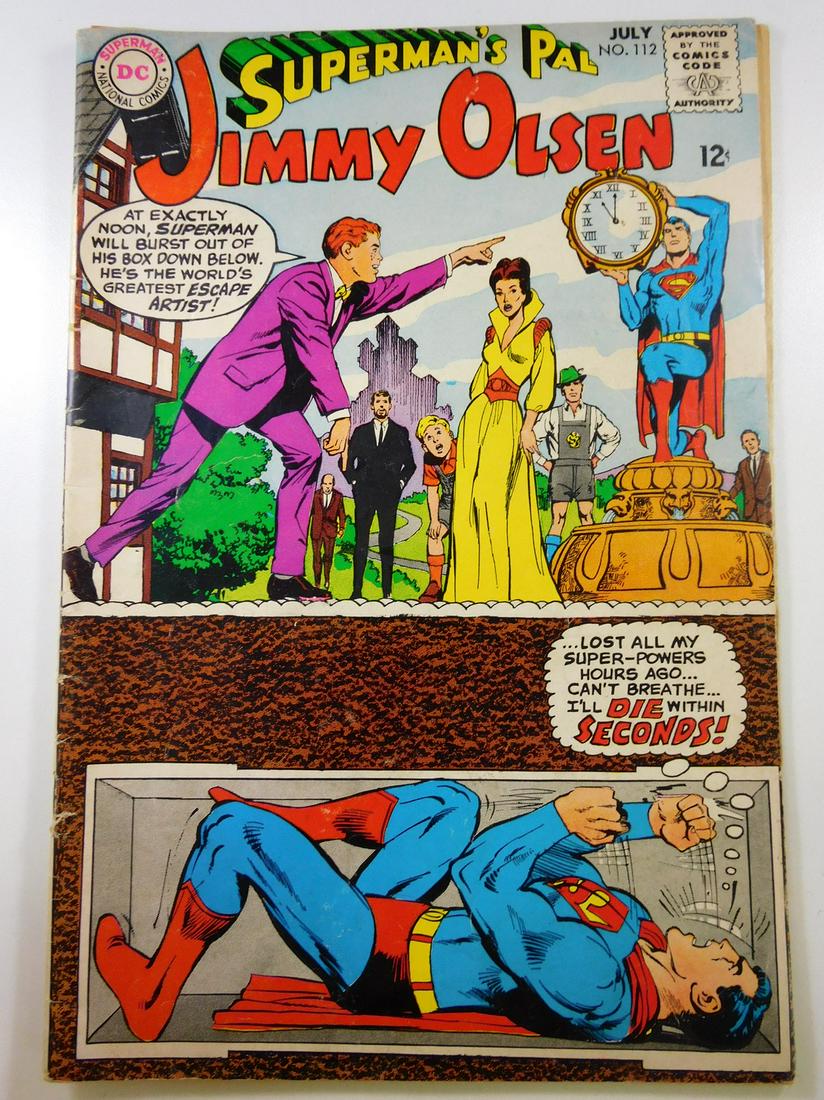 Superman's Pal Jimmy Olsen #112: No Reserve! Superman's Pal Jimmy Olsen #112 VG+ Shipping: Individual Comics: Flat-rate of $9.99 (1-8 comics) or $19.99 (9+ comics) to anywhere within the contiguous U.S. International: Foreign shippin