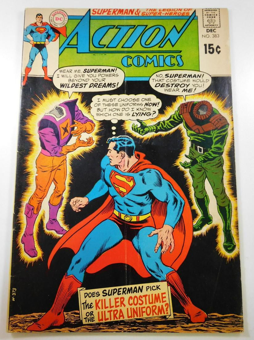 Action Comics #383: No Reserve! Action Comics #383 VG/FN Shipping: Individual Comics: Flat-rate of $9.99 (1-8 comics) or $19.99 (9+ comics) to anywhere within the contiguous U.S. International: Foreign shipping rates are