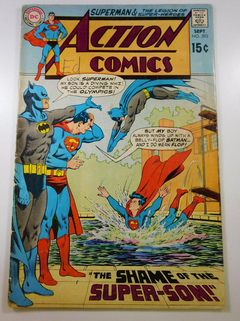 Action Comics #392: No Reserve! Action Comics #392 VG Shipping: Individual Comics: Flat-rate of $9.99 (1-8 comics) or $19.99 (9+ comics) to anywhere within the contiguous U.S. International: Foreign shipping rates are de