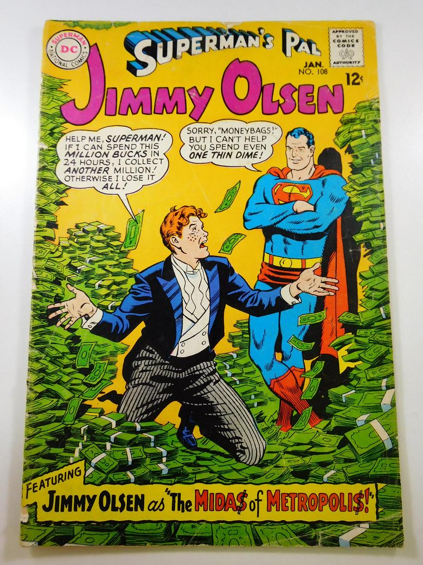 Superman's Pal Jimmy Olsen #108: No Reserve! Superman's Pal Jimmy Olsen #108 VG Shipping: Individual Comics: Flat-rate of $9.99 (1-8 comics) or $19.99 (9+ comics) to anywhere within the contiguous U.S. International: Foreign shipping