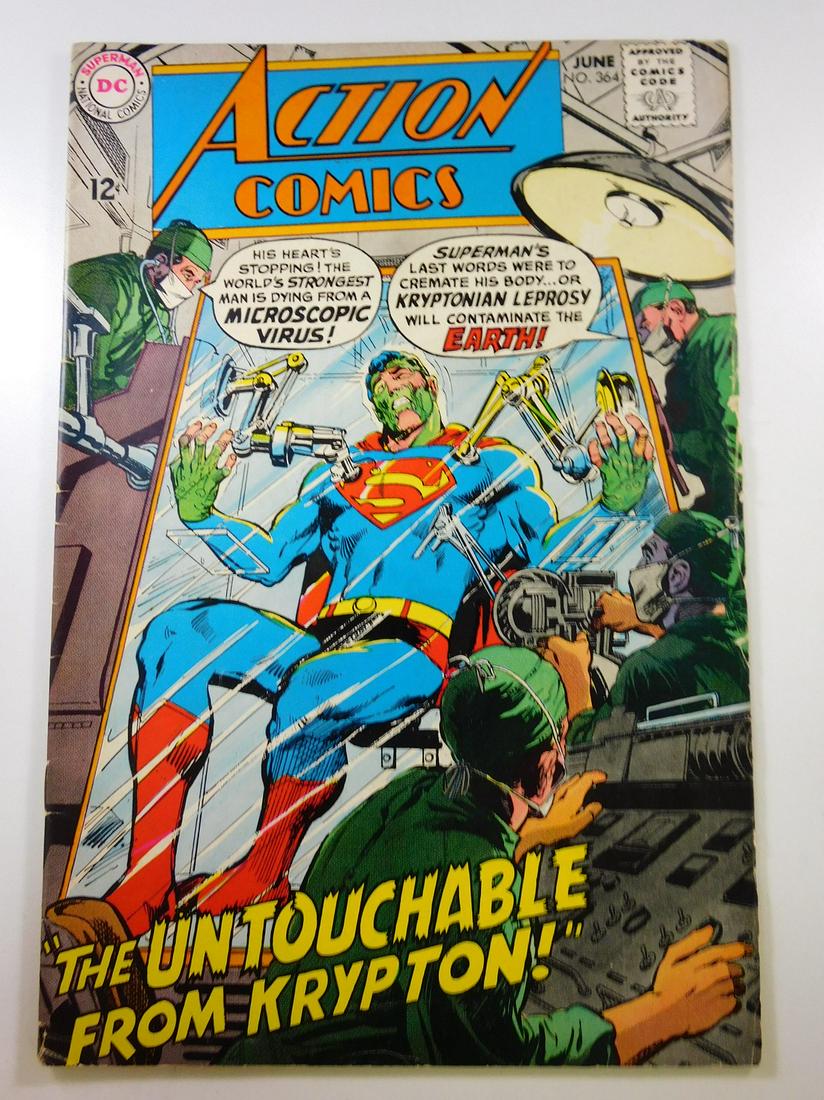 Action Comics #364: No Reserve! Action Comics #364 VG/FN Shipping: Individual Comics: Flat-rate of $9.99 (1-8 comics) or $19.99 (9+ comics) to anywhere within the contiguous U.S. International: Foreign shipping rates are