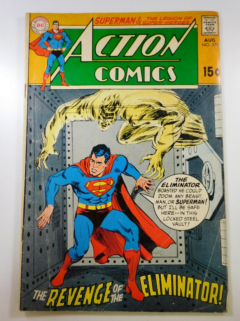 Action Comics #379: No Reserve! Action Comics #379 VG Shipping: Individual Comics: Flat-rate of $9.99 (1-8 comics) or $19.99 (9+ comics) to anywhere within the contiguous U.S. International: Foreign shipping rates are de