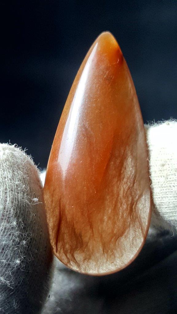 49 Carats Fire Agate Stone Pear Shaped 51X23X6.5 mm: Title: 49 Carats Fire Agate Stone Pear Shaped 51X23X6.5 mm Origin: Pakistan Additional Information: 49 Carats Fire Agate Stone Pear Shaped 51X23X6.5 mm Reserve: $9.00 Shipping: Domestic: Flat-rate of 