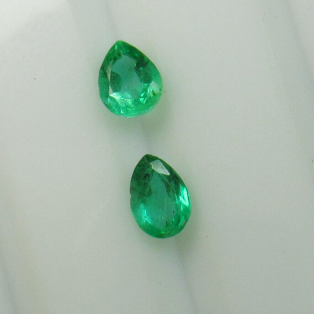 0.67 Ct Natural Zambian Emerald Pear Pair (1 of 2)