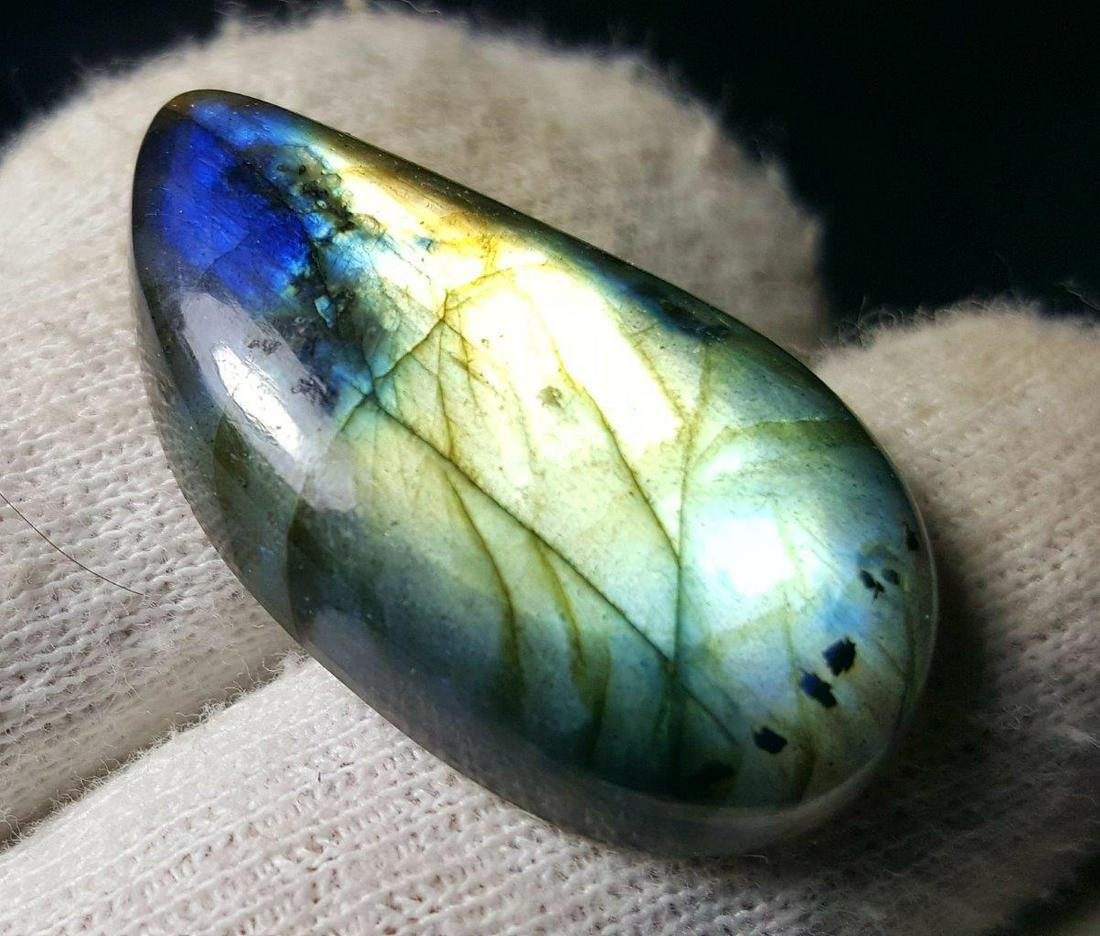 Fire Labradorite Cabochon Loose Gemstone 34 Carats Tear (1 of 4)