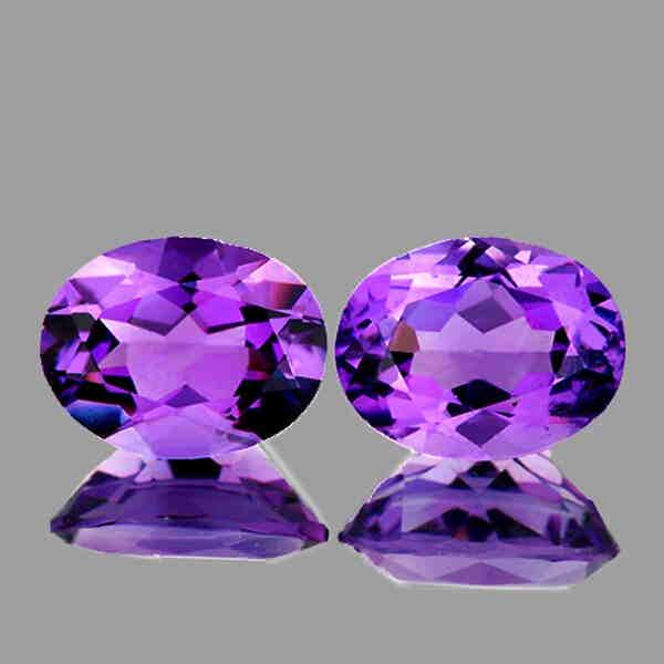 Oval pair purple amethyst 9x7 mm (1 of 2)