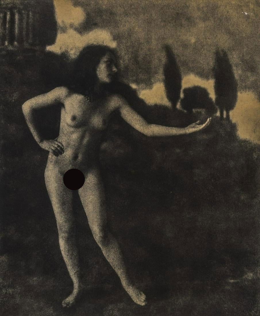 Frantisek Drtikol, Female Nude, 1912: Artist: Frantisek Drtikol Title: Female Nude, 1912 Medium: Photo Litho, 1986, Prague Dimensions: 6.95x8.45" Additional Information: Heat Wax Mounted on 11x14" Conservation Board Artist Bio: Frantisek