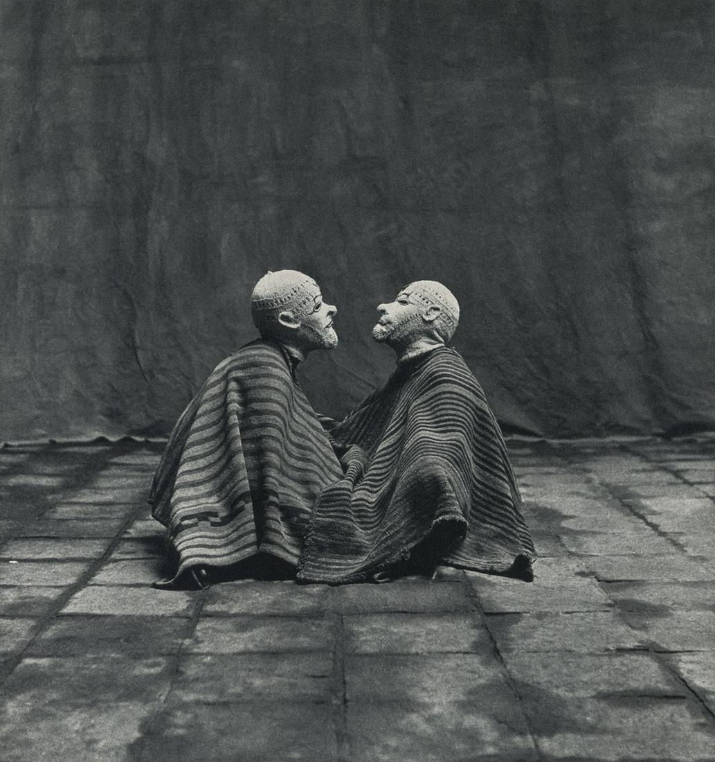 Irving Penn, Men in Fiesta Masks and Ponchos, Cuzco: Artist: Irving Penn Title: Men in Fiesta Masks and Ponchos, Cuzco Medium: Photogravure, 1960, Switzerland Dimensions: 7x7.45" Additional Information: Heat Wax Mounted on 11x14" Conservation Board Arti