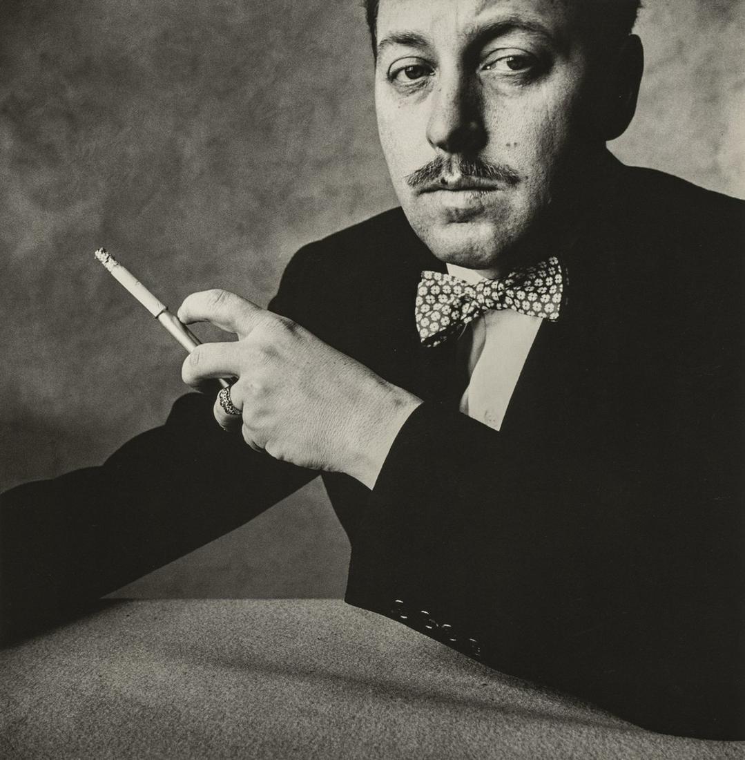 Irving Penn, Tennessee Williams, New York, 1951: Artist: Irving Penn Title: Tennessee Williams, New York, 1951 Medium: Photo Litho, 1986, USA Dimensions: 7.8x7.95" Additional Information: Heat Wax Mounted on 11x14" Conservation Board Artist Bio: Irv