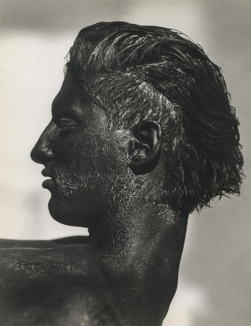 Herb Ritts, Tony With Black Face, Profile, 1986: Artist: Herb Ritts Title: Tony With Black Face, Profile, 1986 Medium: Photo Litho, 2000, France Dimensions: 8.45x11" Additional Information: mounted on 12x16 conservation board Artist Bio: Herb Ritts 
