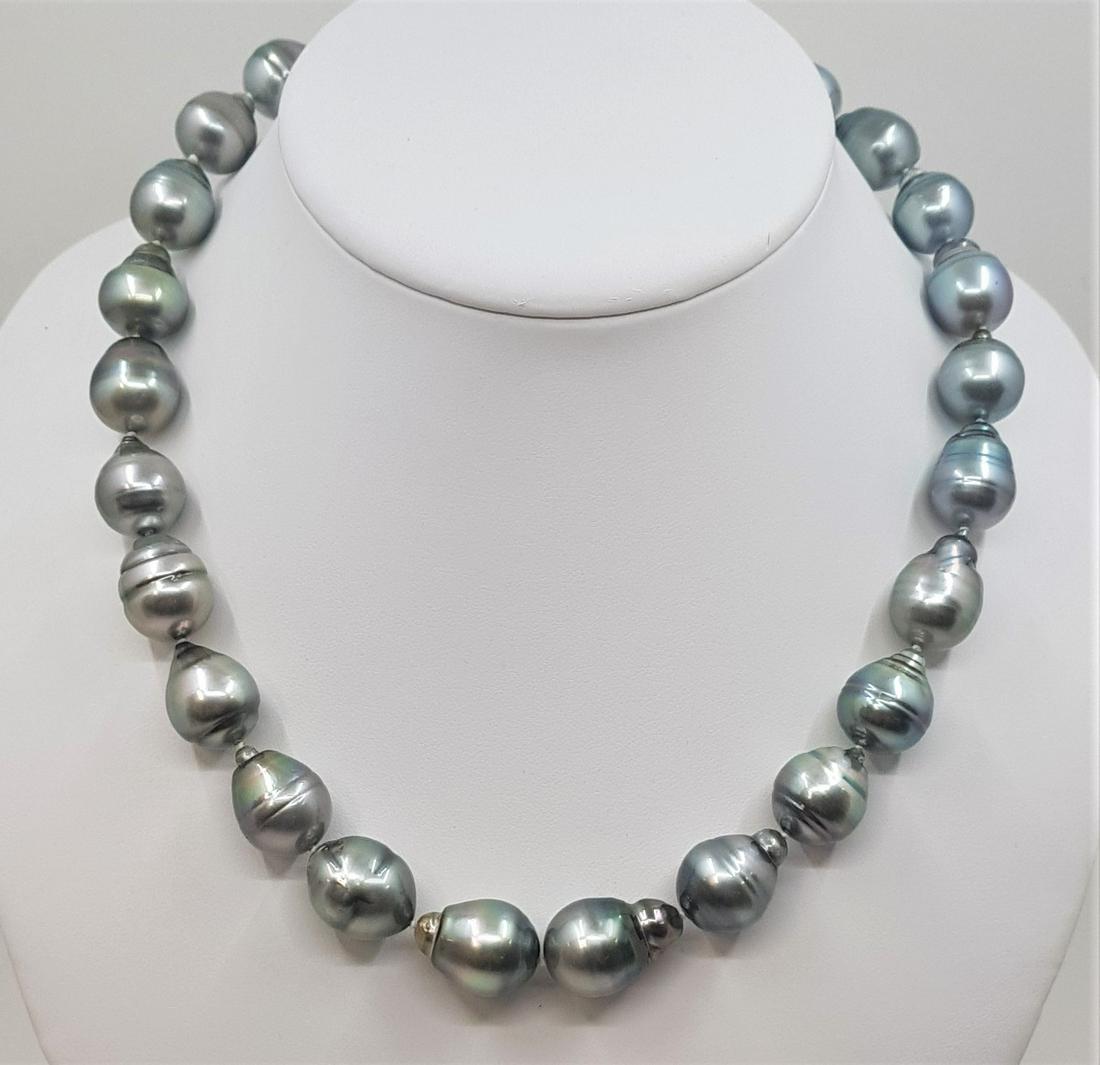 925 Silver - 13.2x15mm Metallic Grey Tahitian Pearls -: Grown in the black-lipped Pinctada margaritifera oyster in the tropical waters of French Polynesia, these Tahiti pearls have been hand selected for their quality. The shine on each pearl is excellent.