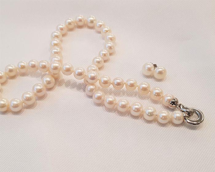 925 Silver - 9x10mm Lustrous Freshwater Pearls - Set (1 of 6)