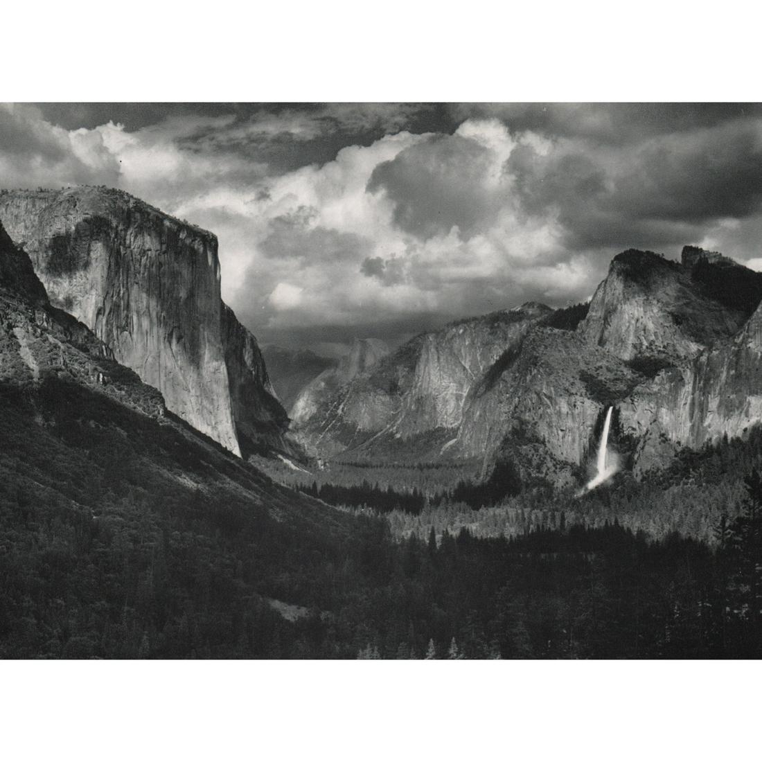 ANSEL ADAMS - Thunderstorm, Yosemite Valley: Artist: ANSEL ADAMS Print Title: Thunderstorm, Yosemite Valley Medium: Sheet-fed Gravure Printing Date: 1960's Printed in the USA Image Size approx: 6.5 x 8.75 inches Ansel Adams (1902-1984) was an Am