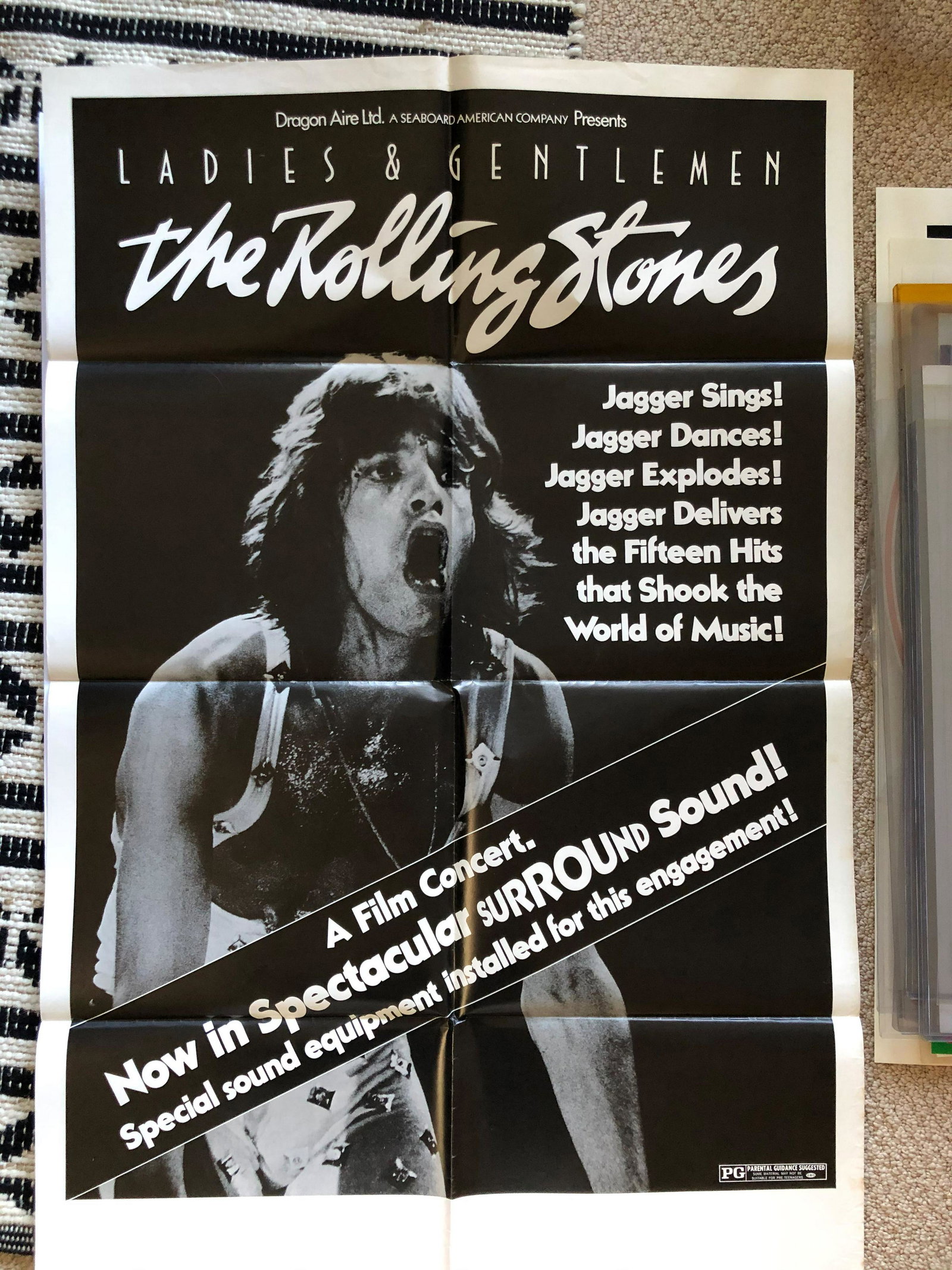 ROLLING STONES MOVIE ONE-SHEET: ROLLING STONES MOVIE ONE-SHEET. Original movie poster, machine folded, for Ladies & Gentelmen, The Rolling Stones. Promo poster sent with the film to movie houses across the USA for the premier of the