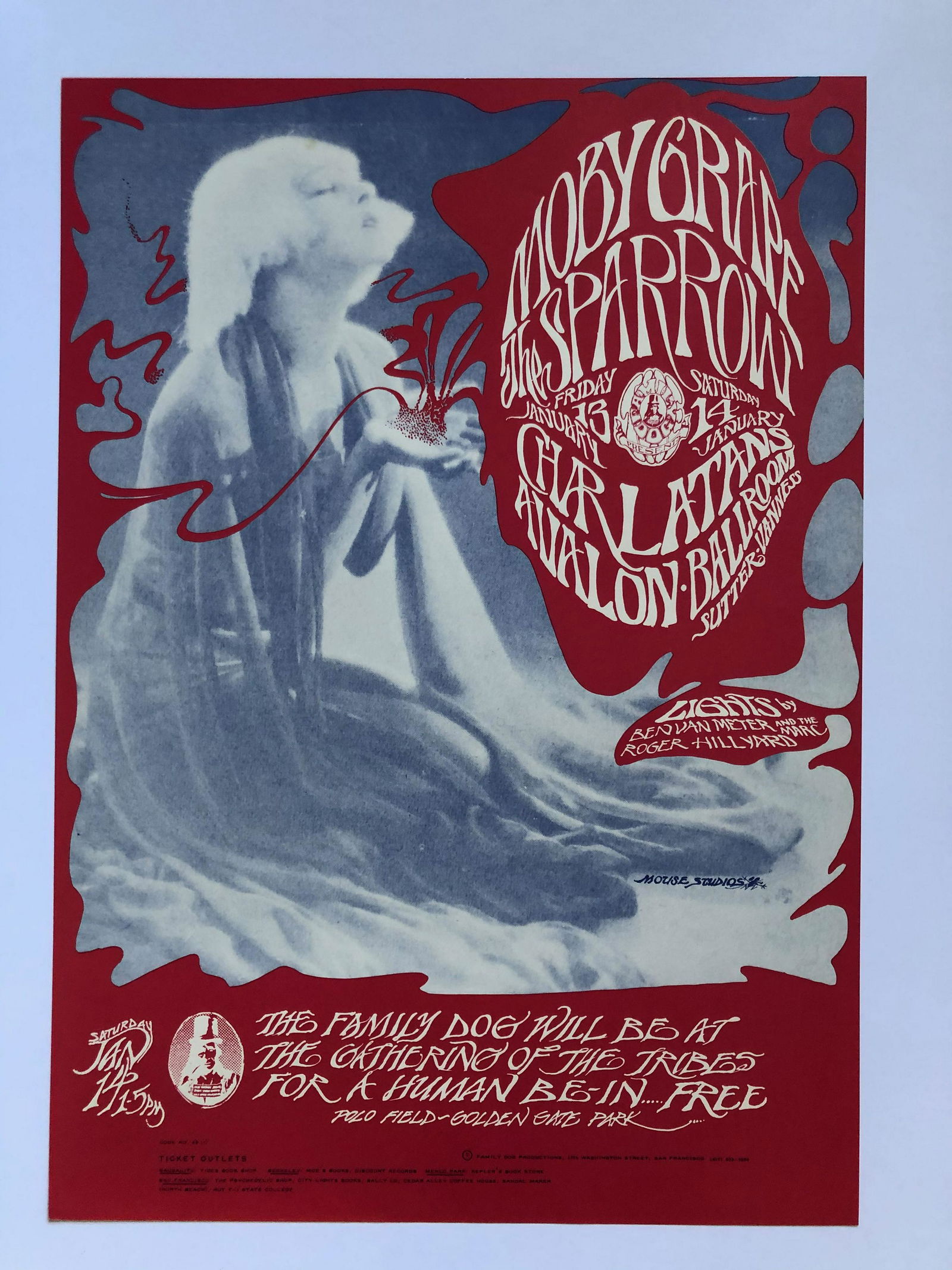 MOBY GRAPE SPARROW FD43-2nd: MOBY GRAPE SPARROW FD43-2nd. MOBY GRAPE - SPARROW - FD43 - 2nd. Mouse and Kelley designed this gorgeous, early Family Dog poster for a January 13-14, 1967 show at the Avalon Ballroom featuring Moby Gr