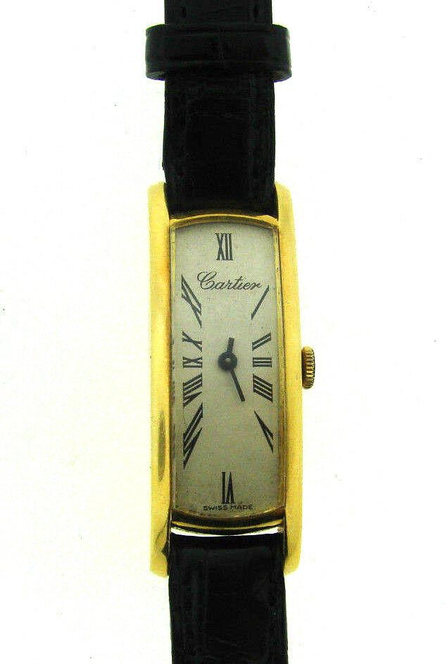 VINTAGE CARTIER CURVE WATCH BUCKLE 18K GOLD LEATHER (1 of 10)