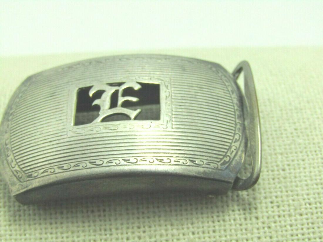 Vintage Hickok Letter E Buckle, Art Deco, 1" Wide,: Vintage Art Deco Monogrammed E Buckle, Signed Hickok with their maker's mark symbol which is earlier Hickok. Also marked 1/5 Sterling which may mean plated sterling. I have had other Hickok buckles li
